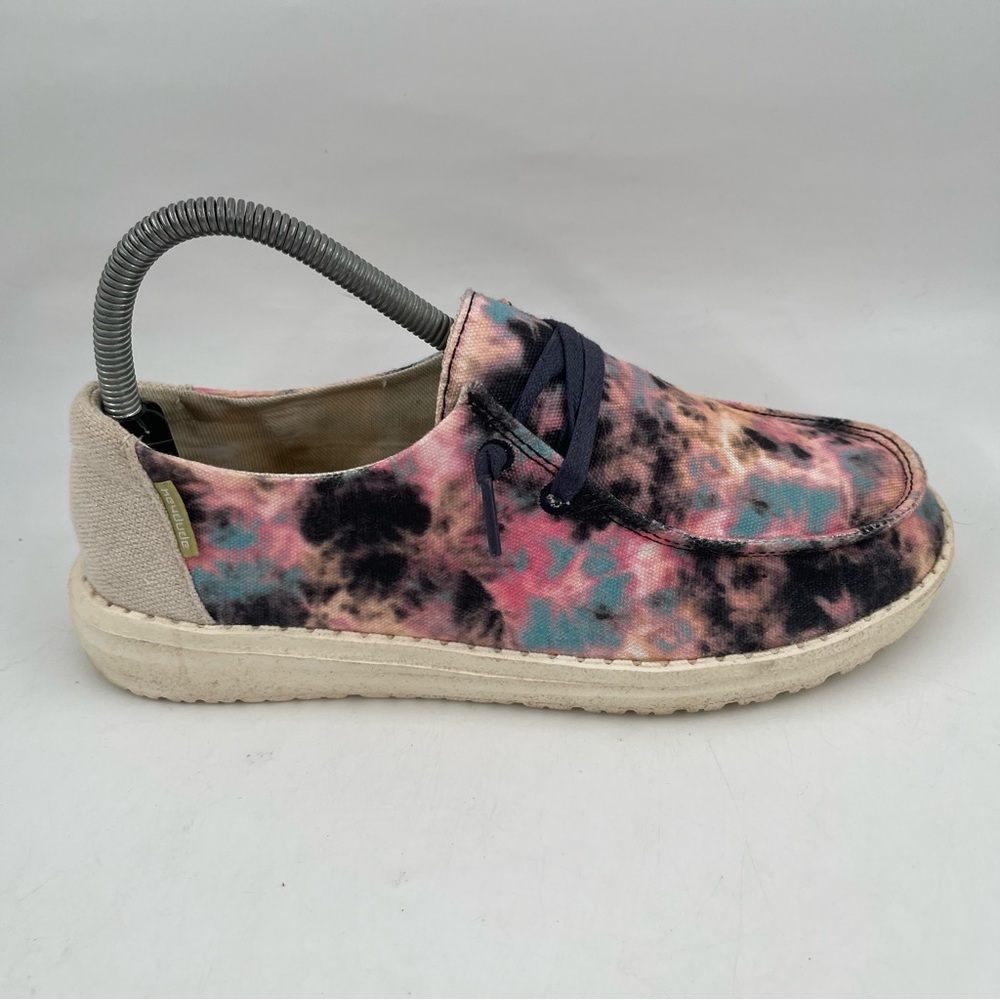 Hey Dude Women’s Wendy -SZ 7- Navy Pink Canvas Slip-On Shoes Sneakers